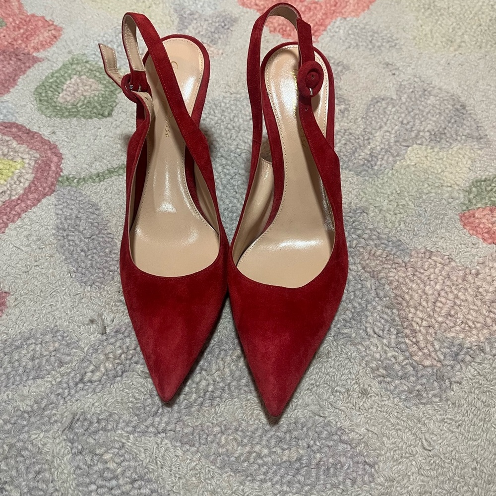 Gianvito Rossi Red Suede Slingback Heels